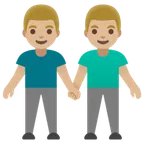 men holding hands: medium-light skin tone untuk platform Google