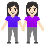 women holding hands: light skin tone لمنصة Google