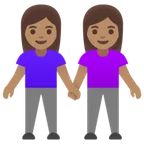 women holding hands: medium skin tone untuk platform Google