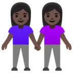 women holding hands: dark skin tone für Google Plattform