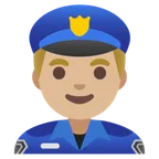 man police officer: medium-light skin tone for Google platform