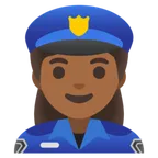 Google platformu için woman police officer: medium-dark skin tone