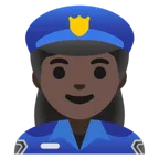 Google platformu için woman police officer: dark skin tone