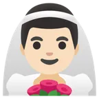 man with veil: light skin tone for Google platform