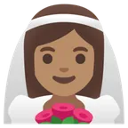 woman with veil: medium skin tone til Google platform
