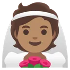 person with veil: medium skin tone สำหรับแพลตฟอร์ม Google