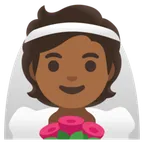 person with veil: medium-dark skin tone สำหรับแพลตฟอร์ม Google