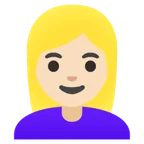 woman: light skin tone, blond hair für Google Plattform