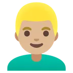 man: medium-light skin tone, blond hair für Google Plattform