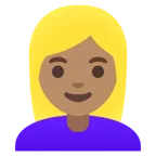 woman: medium skin tone, blond hair สำหรับแพลตฟอร์ม Google