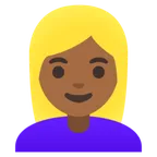 woman: medium-dark skin tone, blond hair untuk platform Google