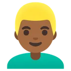 man: medium-dark skin tone, blond hair untuk platform Google