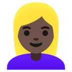 woman: dark skin tone, blond hair per la piattaforma Google