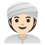 woman wearing turban: light skin tone untuk platform Google