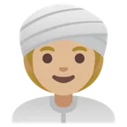 woman wearing turban: medium-light skin tone for Google platform