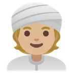 person wearing turban: medium-light skin tone สำหรับแพลตฟอร์ม Google