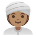 woman wearing turban: medium skin tone สำหรับแพลตฟอร์ม Google