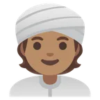 person wearing turban: medium skin tone สำหรับแพลตฟอร์ม Google