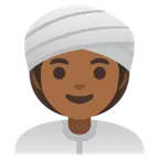 Google platformu için woman wearing turban: medium-dark skin tone