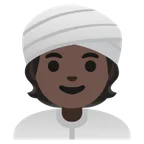 person wearing turban: dark skin tone per la piattaforma Google