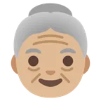 old woman: medium-light skin tone untuk platform Google