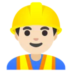 man construction worker: light skin tone til Google platform