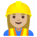woman construction worker: medium-light skin tone สำหรับแพลตฟอร์ม Google
