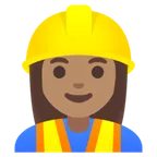 woman construction worker: medium skin tone สำหรับแพลตฟอร์ม Google