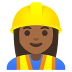 woman construction worker: medium-dark skin tone สำหรับแพลตฟอร์ม Google
