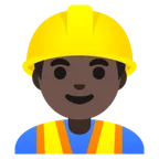 man construction worker: dark skin tone for Google platform