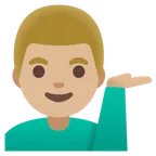 Google platformu için man tipping hand: medium-light skin tone