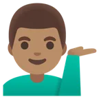 man tipping hand: medium skin tone til Google platform