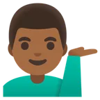 man tipping hand: medium-dark skin tone pentru platforma Google