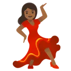 woman dancing: medium-dark skin tone untuk platform Google