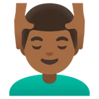 Google platformu için man getting massage: medium-dark skin tone