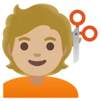 Google dla platformy person getting haircut: medium-light skin tone