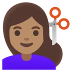 Google dla platformy woman getting haircut: medium skin tone