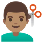 man getting haircut: medium skin tone لمنصة Google
