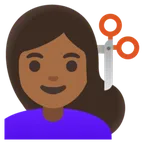 woman getting haircut: medium-dark skin tone для платформы Google