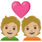 couple with heart: medium-light skin tone สำหรับแพลตฟอร์ม Google