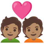couple with heart: medium skin tone untuk platform Google
