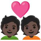 couple with heart: dark skin tone untuk platform Google