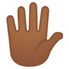 hand with fingers splayed: medium-dark skin tone สำหรับแพลตฟอร์ม Google