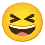 Google 平台中的 grinning squinting face