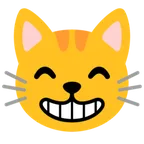 grinning cat with smiling eyes لمنصة Google