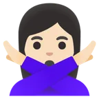 woman gesturing NO: light skin tone for Google platform