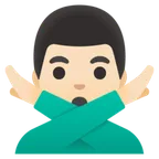 Google dla platformy man gesturing NO: light skin tone