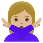 woman gesturing NO: medium-light skin tone para a plataforma Google