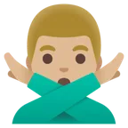 man gesturing NO: medium-light skin tone für Google Plattform