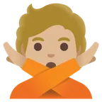 person gesturing NO: medium-light skin tone สำหรับแพลตฟอร์ม Google